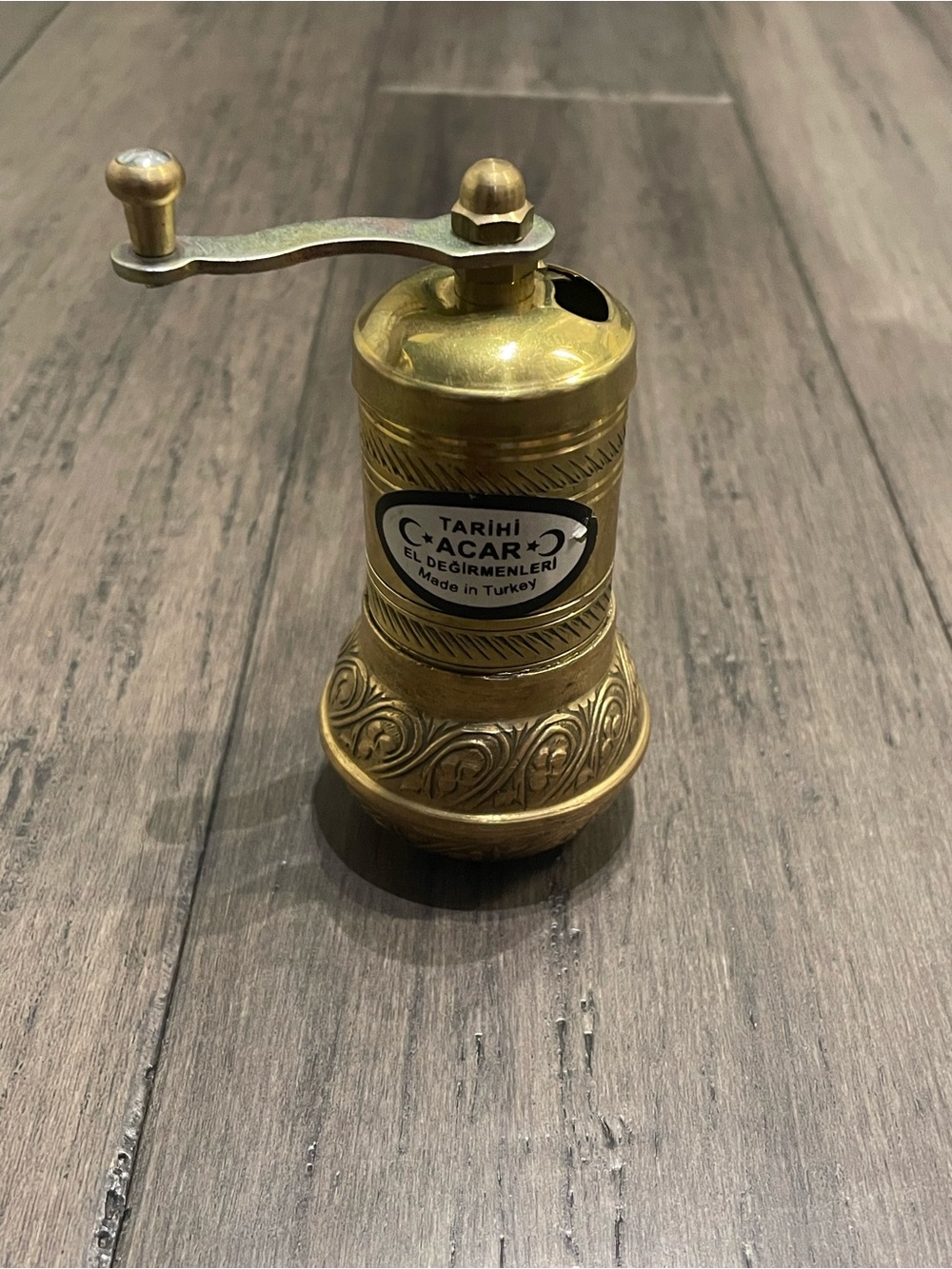 Turkish Brass Hand Coffee Grinder Spice Mill Tarihi Acar El Degirmenleri